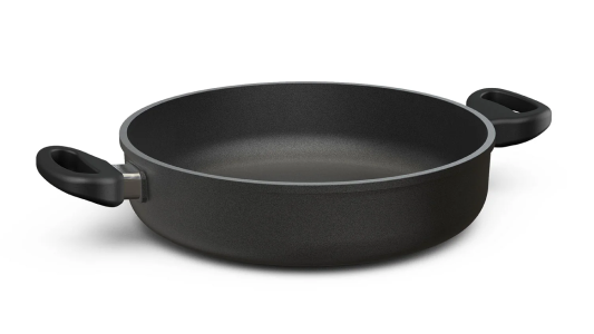 Der C1 Bräter in runder Form mit 7,5 cm Höhe und festen Griffen überzeugt durch gleichmäßige Wärmeverteilung und sicheres Handling – ideal zum Braten, Schmoren und stilvollen Servieren.