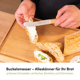 Das Buckelsmesser mit Buchenholzgriff ermöglicht dank seiner feinen Klinge ein präzises Arbeiten bei jedem Schnitt.