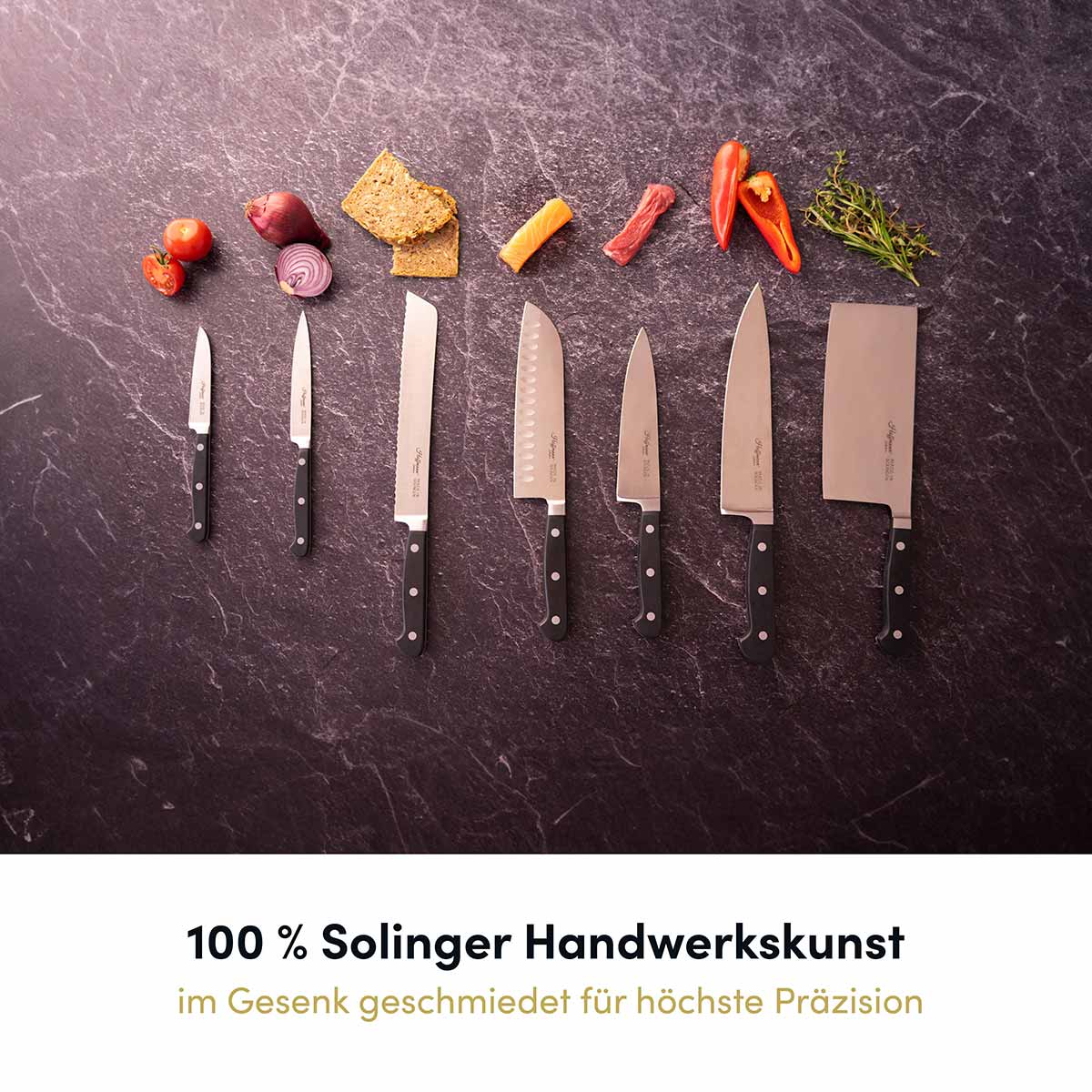 Das erstklassige Messerset ist für jeden Einsatzbereich geeignet und bietet Ihnen mit seiner außergewöhnlichen Schärfe und Robustheit perfekte Ergebnisse in der Küche.