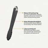 Die hochwertige Küchenzange bietet Ihnen eine präzise Handhabung und ist ideal zum Greifen, Wenden und Servieren von Zutaten, ohne die Oberfläche Ihrer Kochgeschirr zu beschädigen.