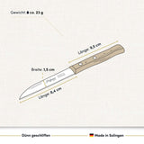 Ein hochwertiges Zöppken mit Buchenholzgriff überzeugt durch natürliche Optik, angenehme Haptik und präzise Schneideeigenschaften.