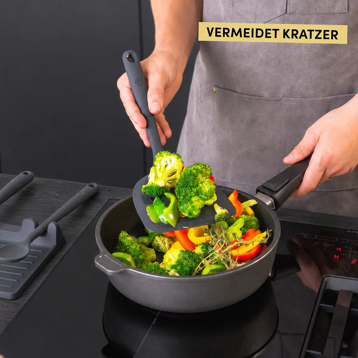 Pfannenwender XXL mit robustem Edelstahlkern