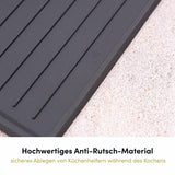 Die Löffelablage mit Antirutsch-Material sorgt für sicheren Stand und verhindert ein Verrutschen von Kochutensilien während des Kochens.