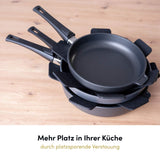 Der Pfannenschoner sorgt für platzsparende Verstauung in Ihrer Küche und schützt gleichzeitig Ihre Töpfe und Pfannen vor Kratzern und Beschädigungen.
