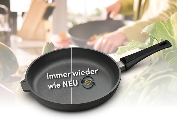 Viele Kundinnen und Kunden machen positive Erfahrungen mit Hoffmann, besonders dank der Langlebigkeit und der Möglichkeit, das Kochgeschirr wiederbeschichten zu lassen.