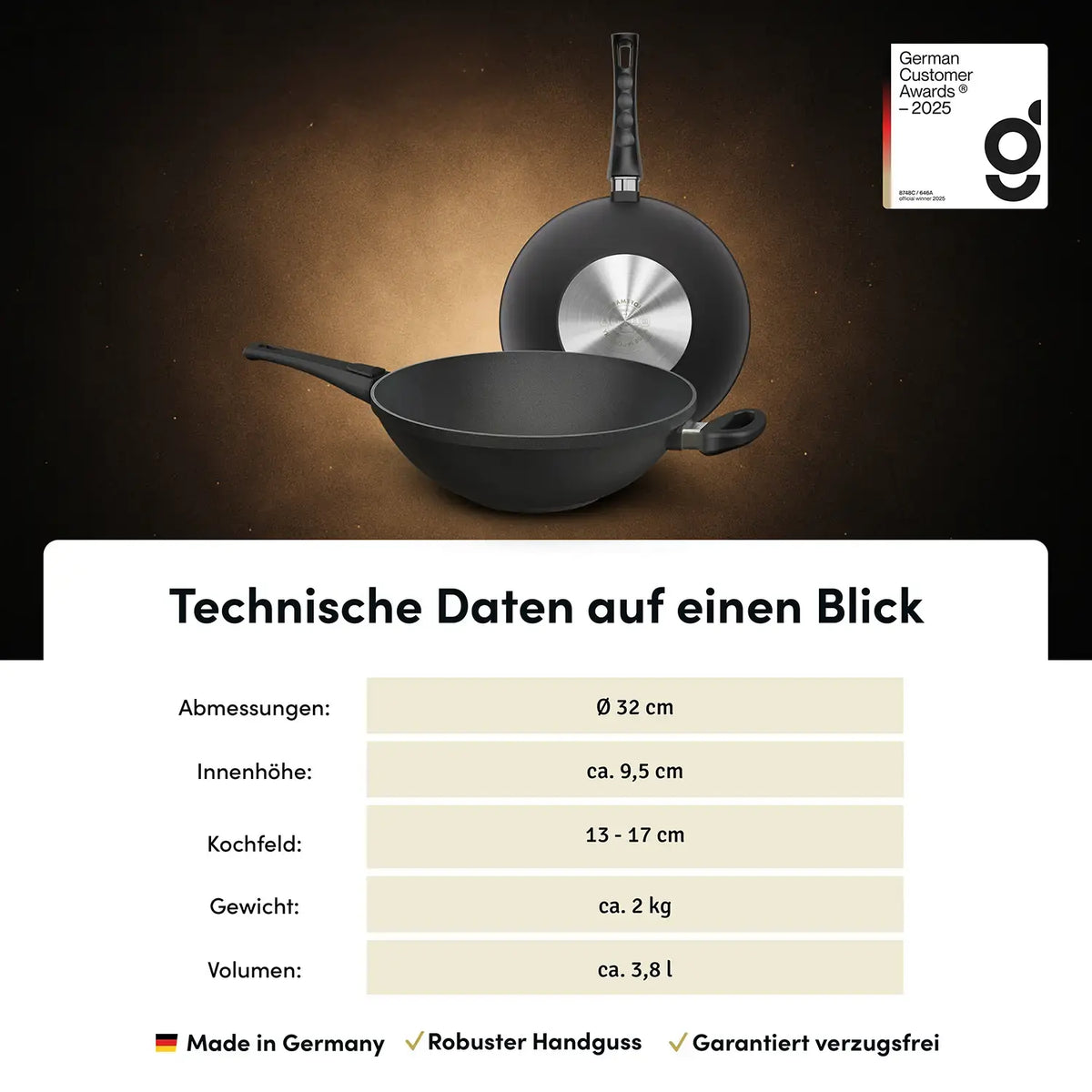 Wokpfanne Ø 32 cm | STONIQ | PFAS-FREI