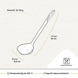Die technischen Daten der Schöpfkelle umfassen Material, Fassungsvermögen, Länge, Gewicht sowie Hitzebeständigkeit und bieten einen transparenten Überblick über ihre Qualität und Funktionalität.