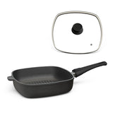 Grillpfanne eckig 26x26 cm I Deckel optional