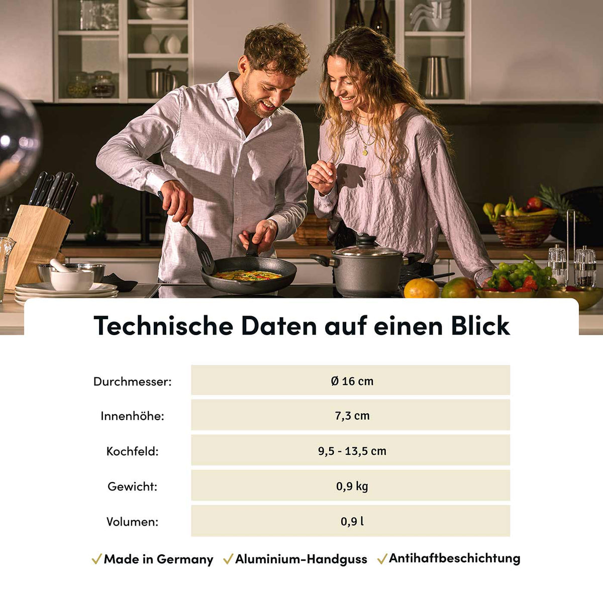 Stieltopf | Stielkasserolle Ø 16 cm | Deckel optional