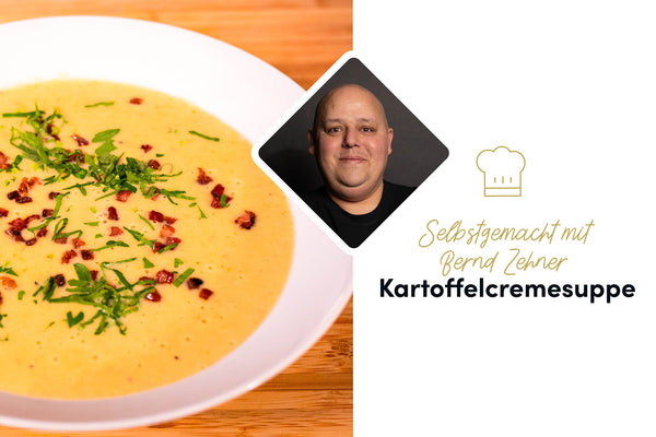 Rahmige Kartoffelsuppe: mit frischen Kräutern und knusprigen Topping