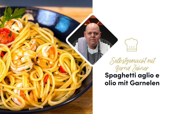 Mediterraner Genuss: Garnelen und Spaghetti aglio e olio
