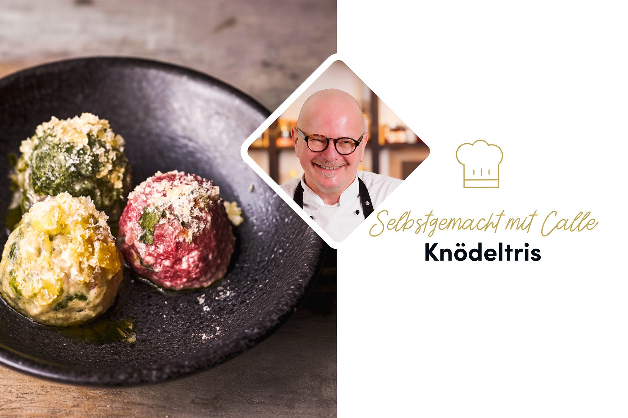 Tiroler Knödeltrio: Rote Bete-, Spinat- und Käseknödel in feiner Salbe ... Tiroler Knödeltrio: Rote Bete-, Spinat- und Käseknödel in feiner Salbe ...