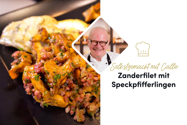 Zanderfilet auf knusprigen Speckpfifferlingen  Herbstgenuss auf dem Teller