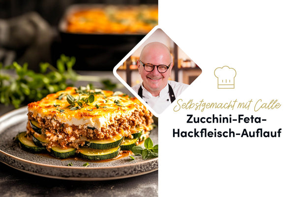 Sommerlicher Genuss aus dem Ofen: Zucchini-Feta-Auflauf mit einer Schicht Hackfleisch und gratiniertem Käse