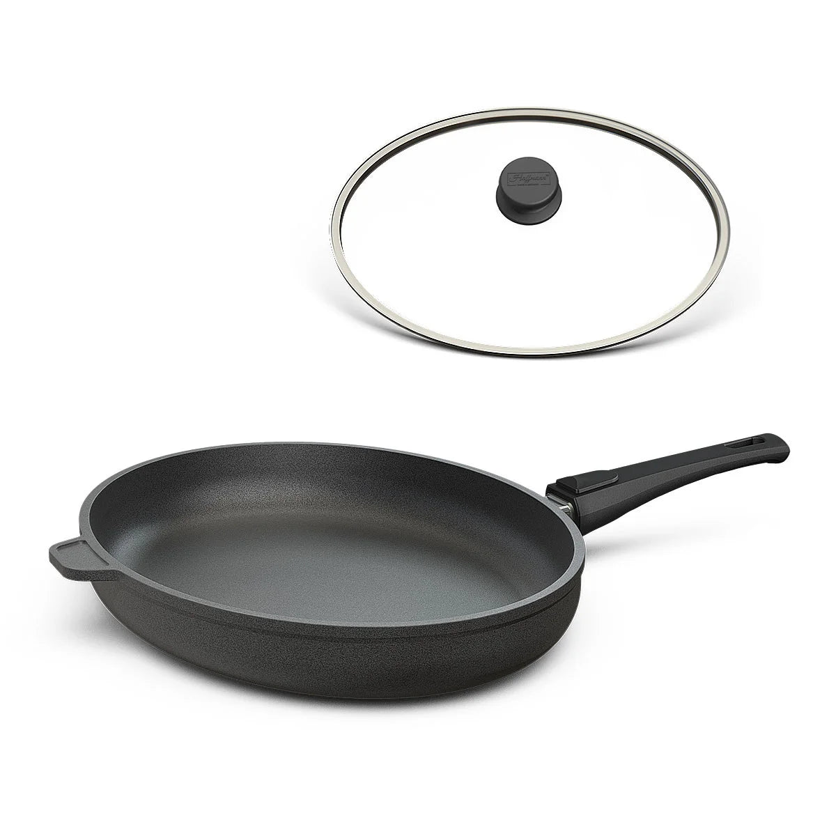 Schnitzelpfanne | Fischpfanne oval 38x28 cm | Deckel optional