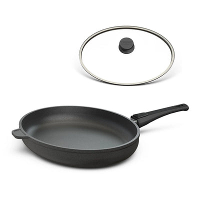 Schnitzelpfanne | Fischpfanne oval 38x28 cm | Deckel optional