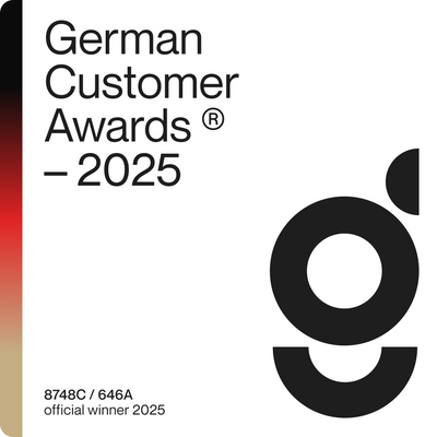 Mit dem German Customer Award und dem dazugehörigen Siegel wird unsere kontinuierliche Leistung in Kundenservice und -zufriedenheit offiziell anerkannt.