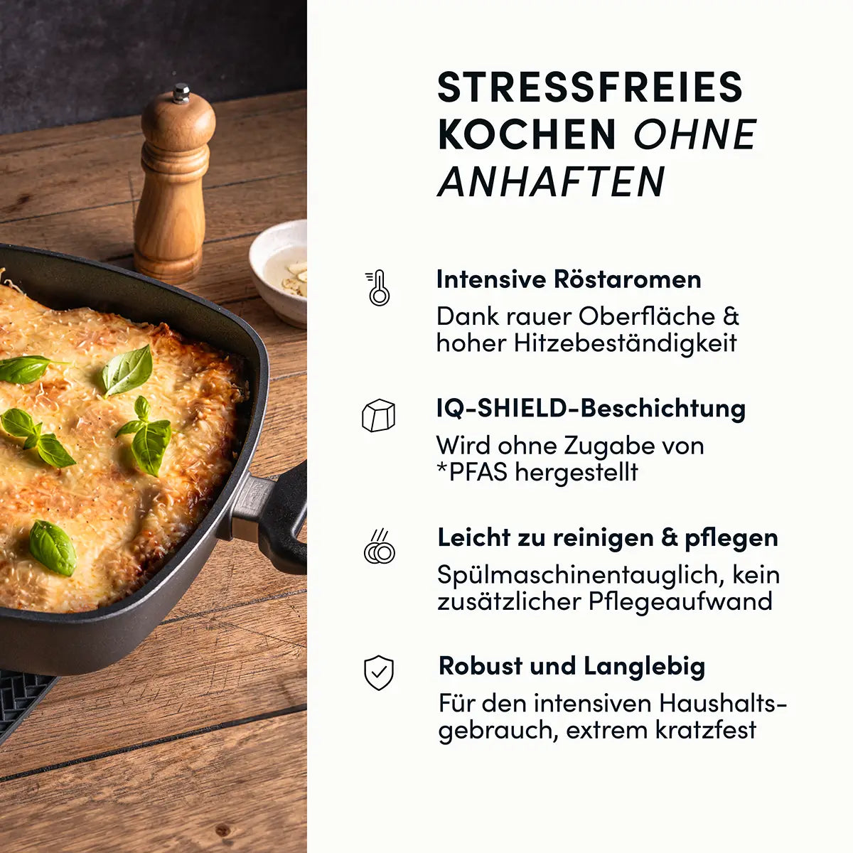 Schmorpfanne & Bräter eckig | STONIQ | PFAS-Frei