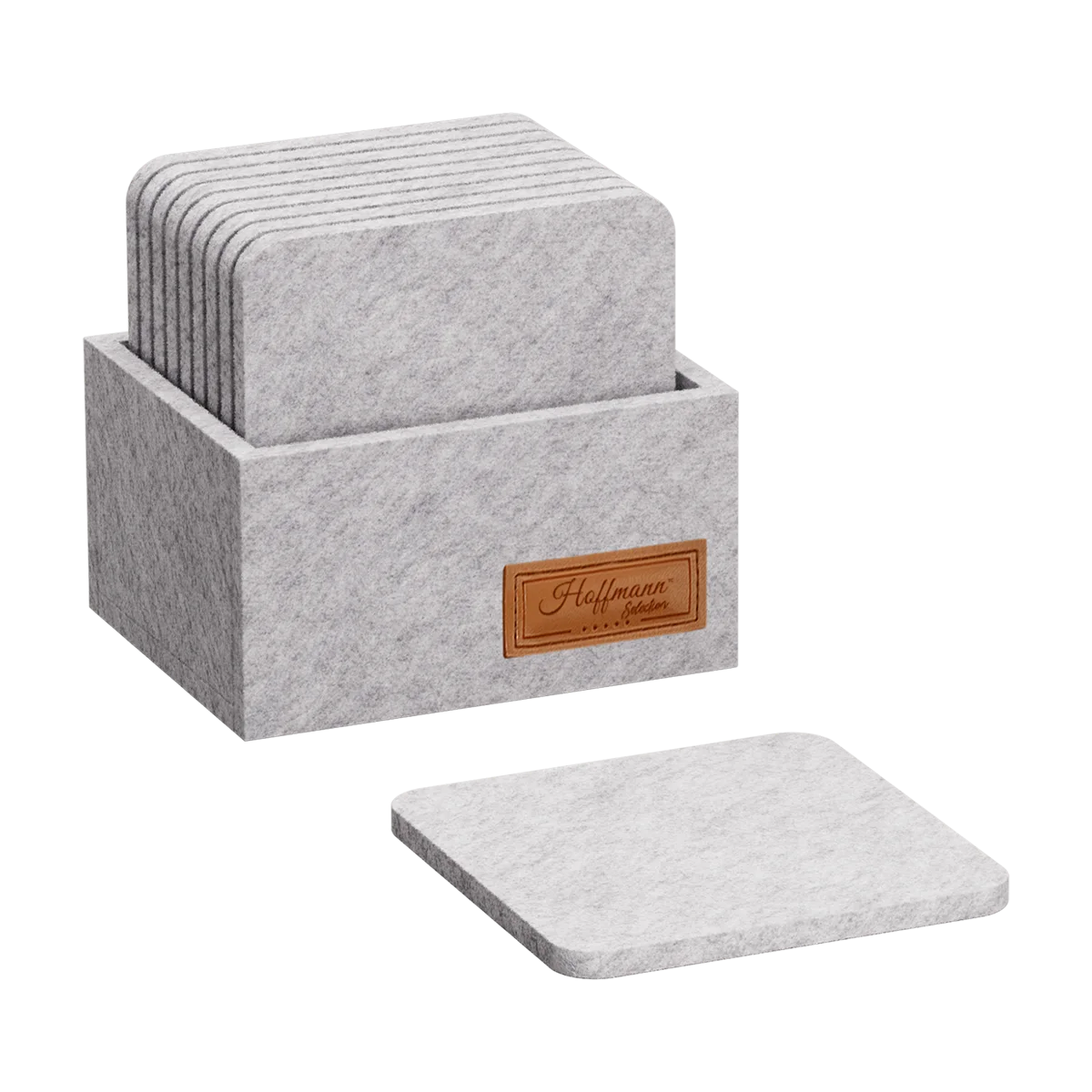 Stilvolle Untersetzer 10x10 cm I 10 Stück in Aufbewahrungsbox hellgrau