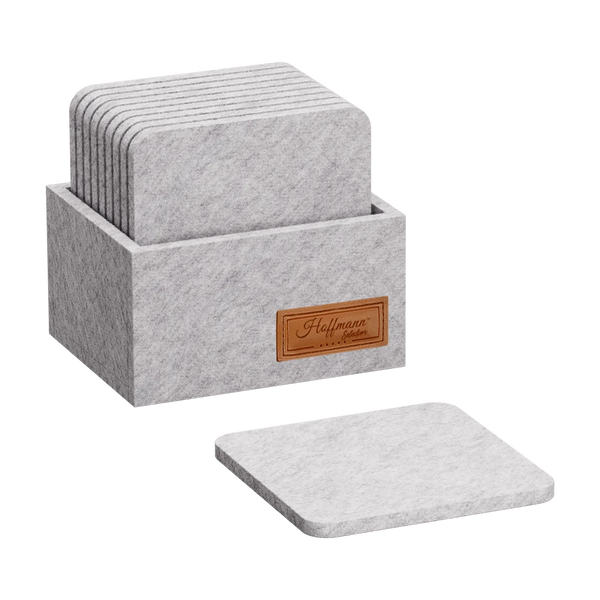 Stilvolle Untersetzer 10x10 cm I 10 Stück in Aufbewahrungsbox hellgrau