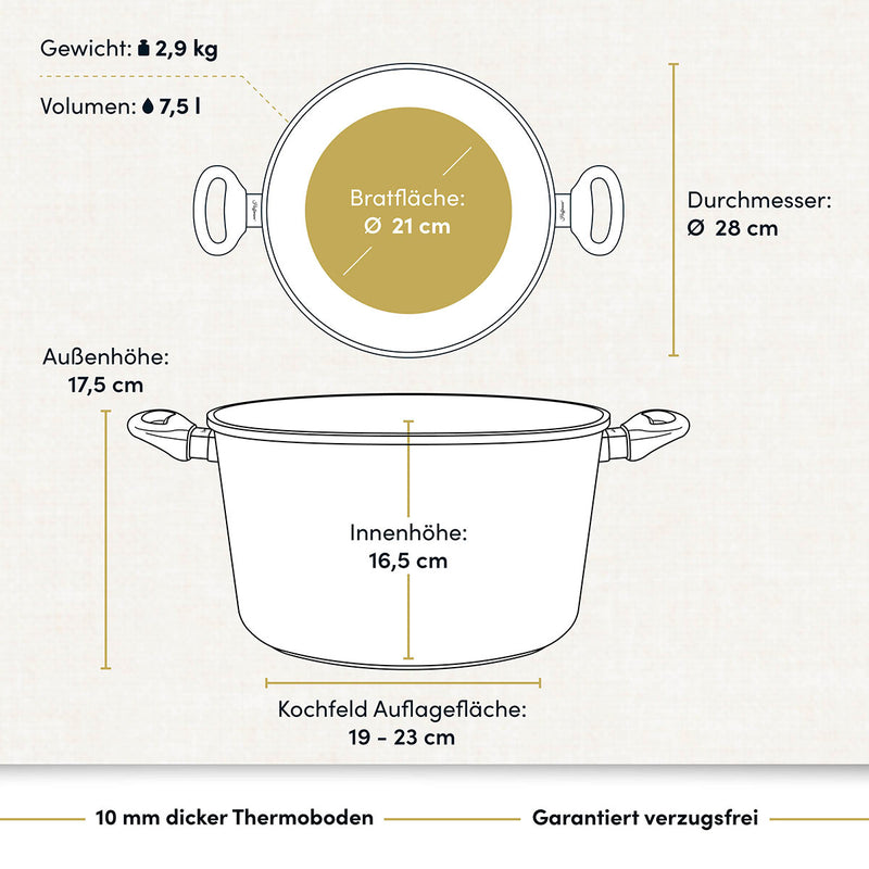 Kochtopf hoch Ø 28 cm I Deckel optional
