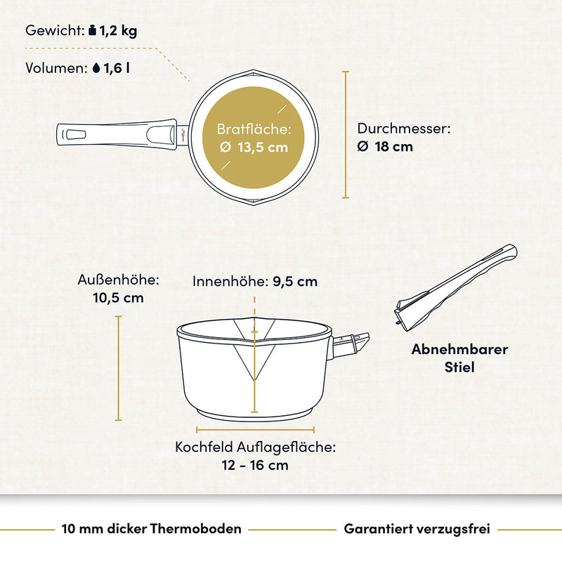 Stieltopf I Stielkasserolle Ø 18 cm I Deckel optional