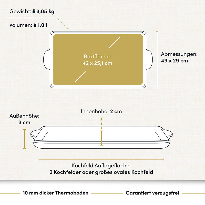 Teppanyakiplatte I Grillplatte I Plancha 49x29 cm