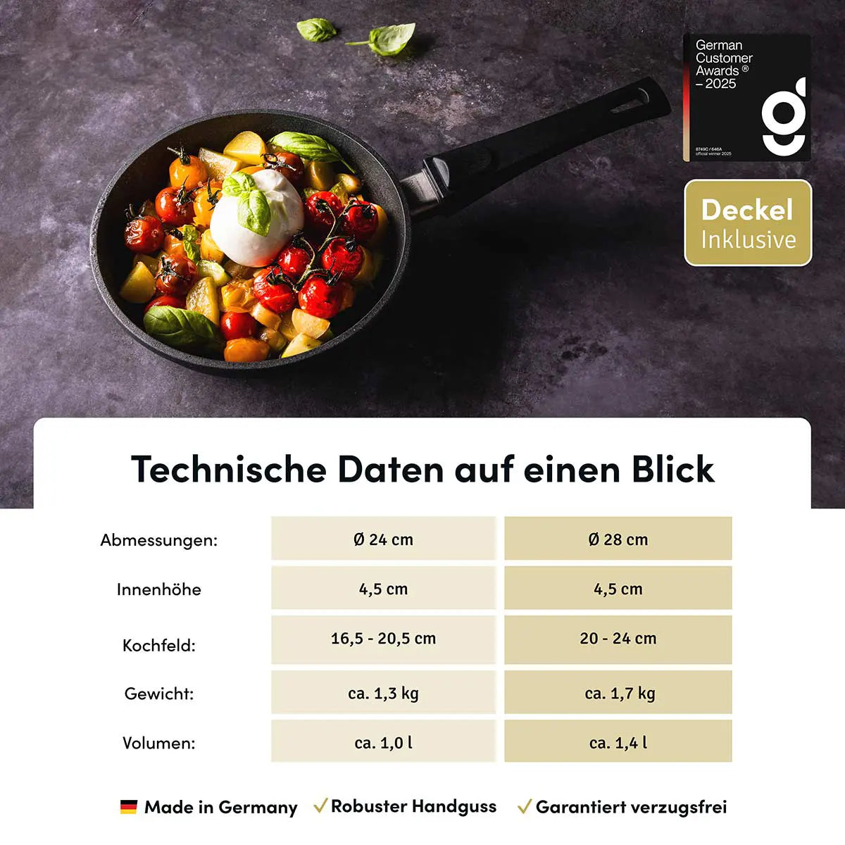 Bratpfannen Set | STONIQ | 24+28 cm | PFAS-FREI