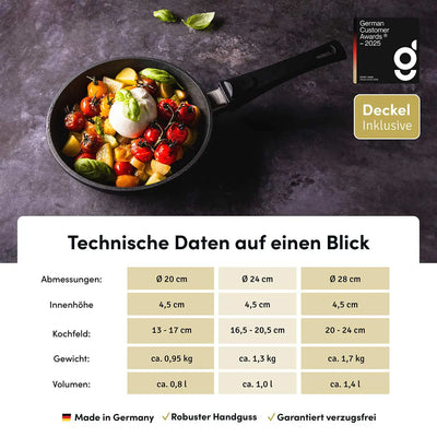 Bratpfannen Set | STONIQ | 20+24+28 cm | PFAS-Frei