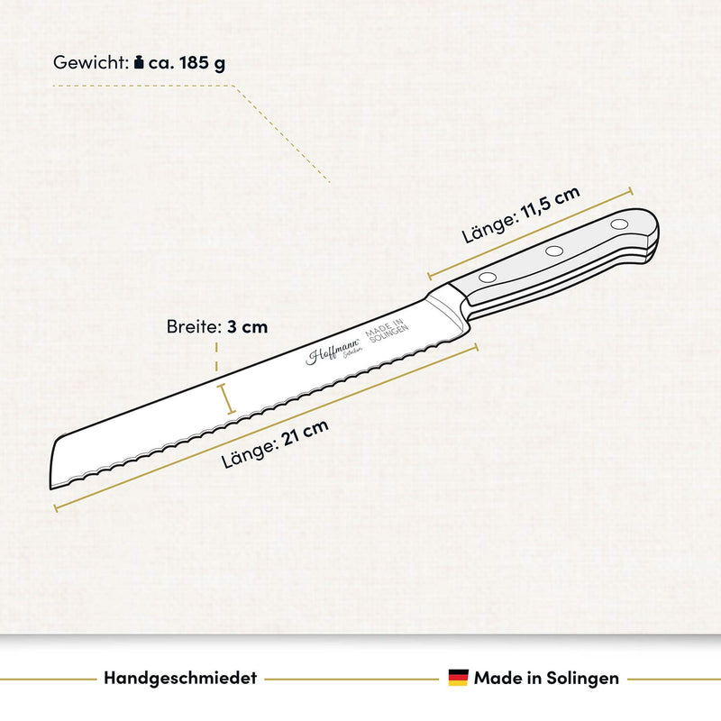 Brotmesser 21 cm, handgeschmiedet in Solingen