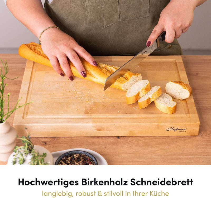 Brotzeit-Sparset I Schneidebrett aus Birkenholz I Brotmesser