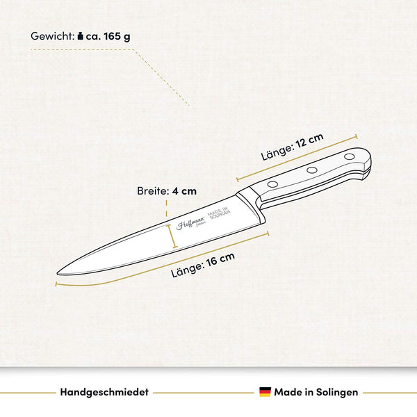 Chefmesser 16 cm, handgeschmiedet in Solingen