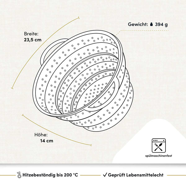 Faltsieb mit robusten Edelstahlring