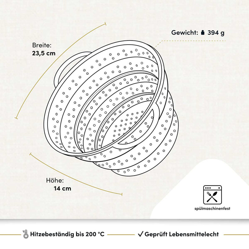 Faltsieb mit robusten Edelstahlring
