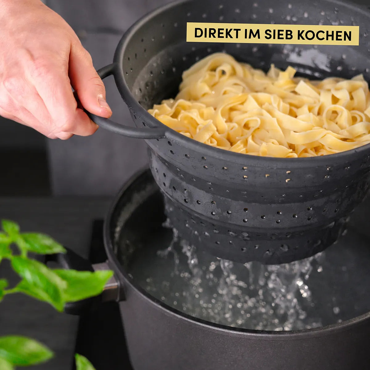 Faltsieb mit robusten Edelstahlring