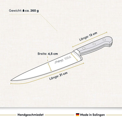 Chefmesser 21 cm, handgeschmiedet in Solingen