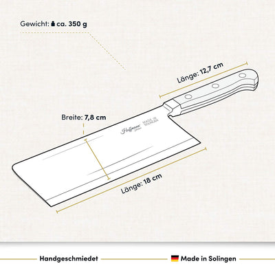 Hackmesser 18 cm, handgeschmiedet in Solingen