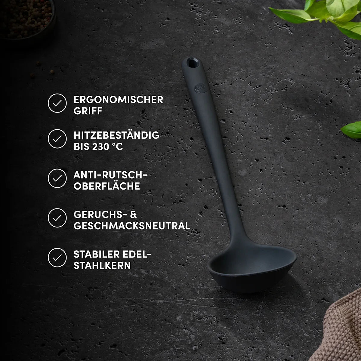 Schöpfkelle mit robustem Edelstahlkern