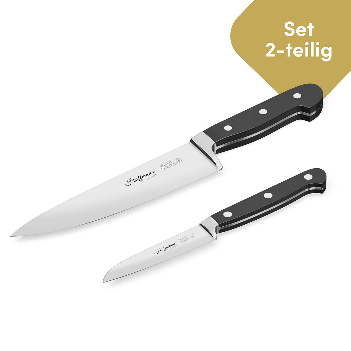 Das hochwertige 2-teilige Messer-Sparset vereint erstklassige Klingen, die für präzises Schneiden und langanhaltende Schärfe in jeder Küche sorgen.