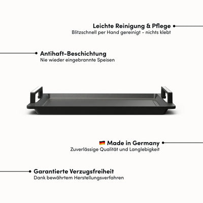 Teppanyakiplatte | Grillplatte mit Seitengriffen | PFAS-FREI