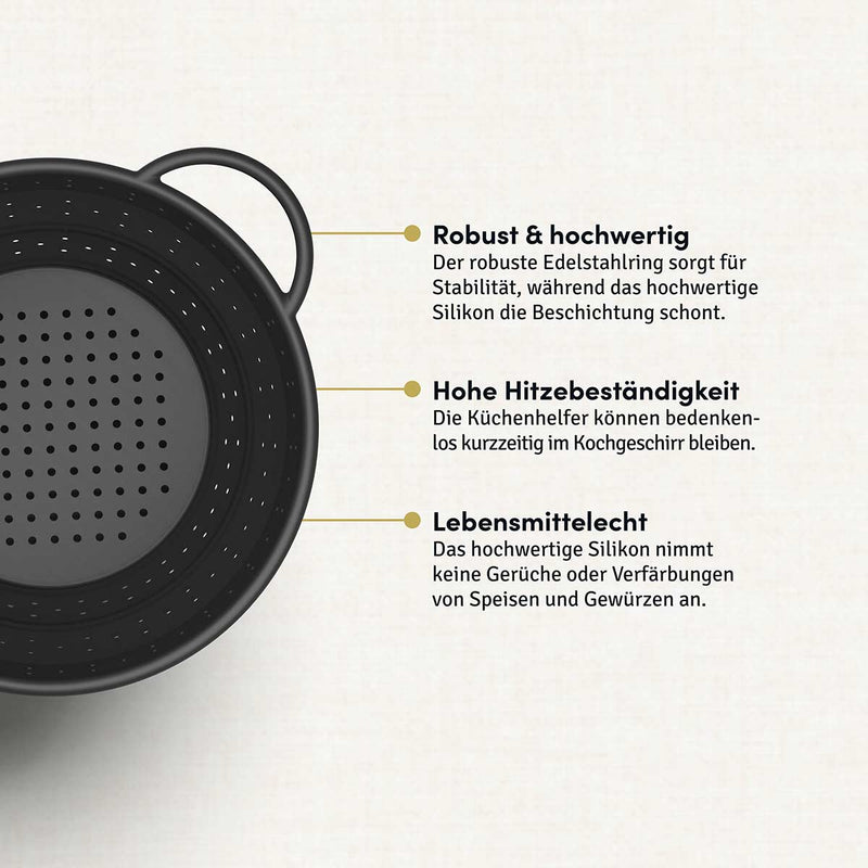 Faltsieb mit robusten Edelstahlring