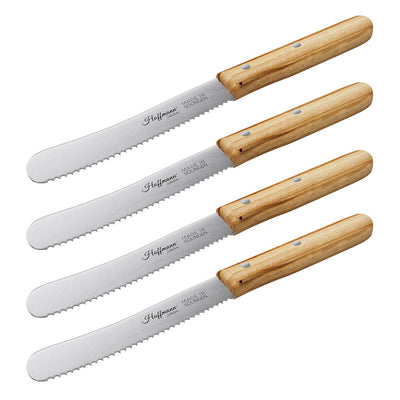 Das Hoffmann Buckelsmesser 4er-Set mit Buchenholzgriffen vereint zeitloses Design mit bewährter Qualität – robust, ergonomisch und ideal für den täglichen Einsatz.
