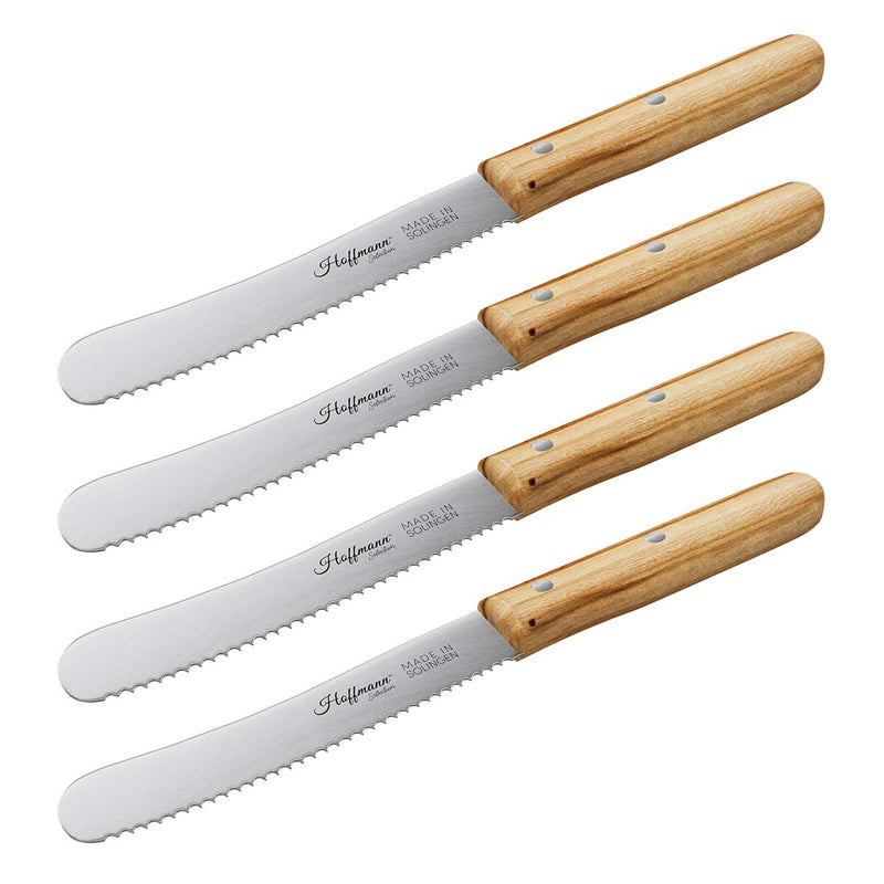 Das Hoffmann Buckelsmesser 4er-Set mit Buchenholzgriffen vereint zeitloses Design mit bewährter Qualität – robust, ergonomisch und ideal für den täglichen Einsatz.
