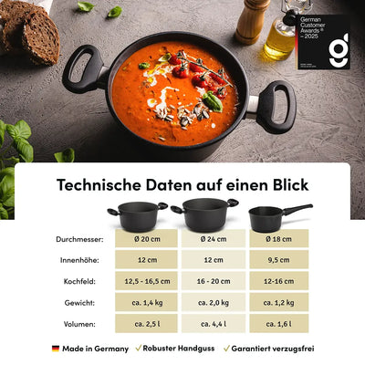 Topf Set | STONIQ | 18+20+24 cm | PFAS-Frei