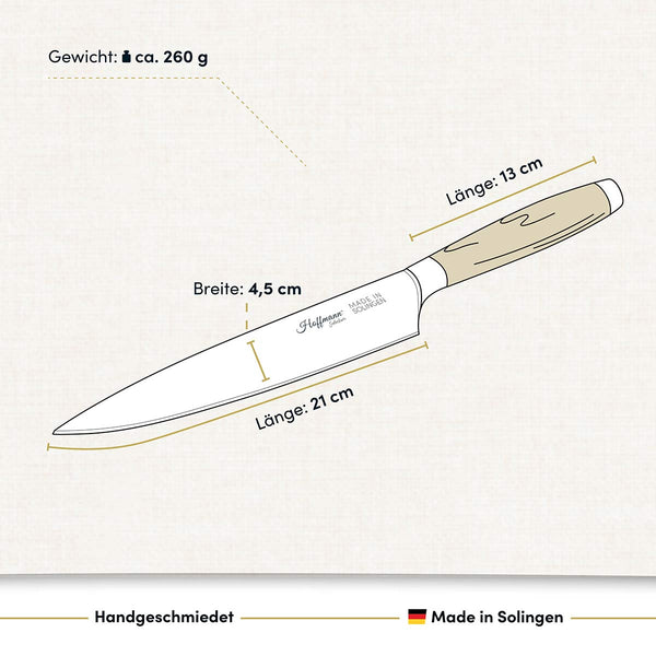 Chefmesser 21 cm Olivenholzgriff I handgefertigt in Solingen