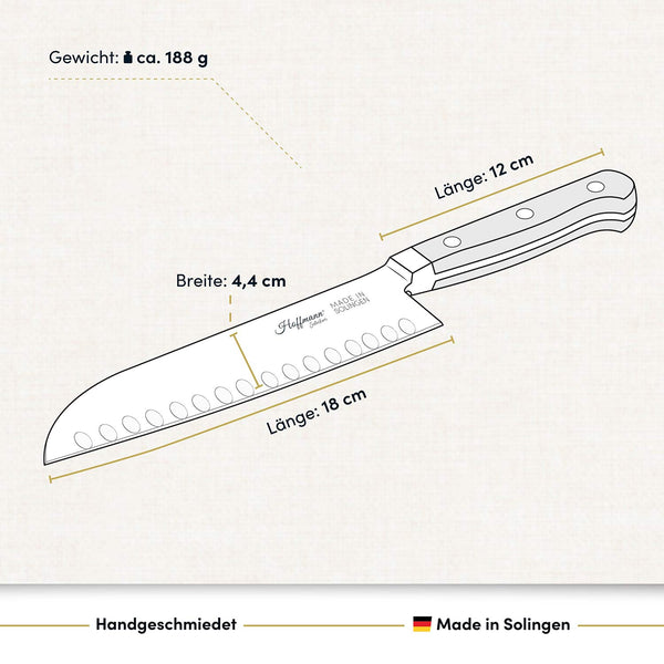 Santokumesser 18 cm, handgeschmiedet in Solingen