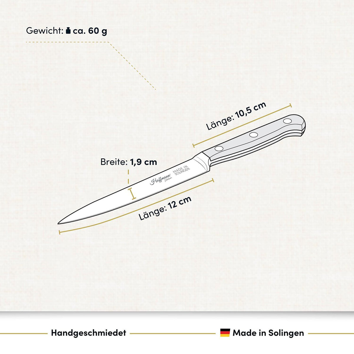 Spickmesser 12 cm, handgeschmiedet in Solingen