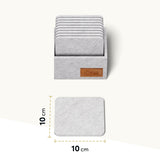Stilvolle Untersetzer 10x10 cm I 10 Stück in Aufbewahrungsbox hellgrau