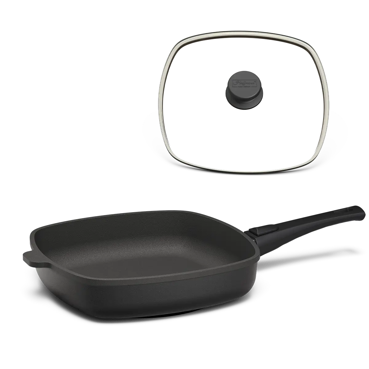 Viereckpfanne | STONIQ | PFAS-FREI - 28×28 cm / Mit Glasdeckel