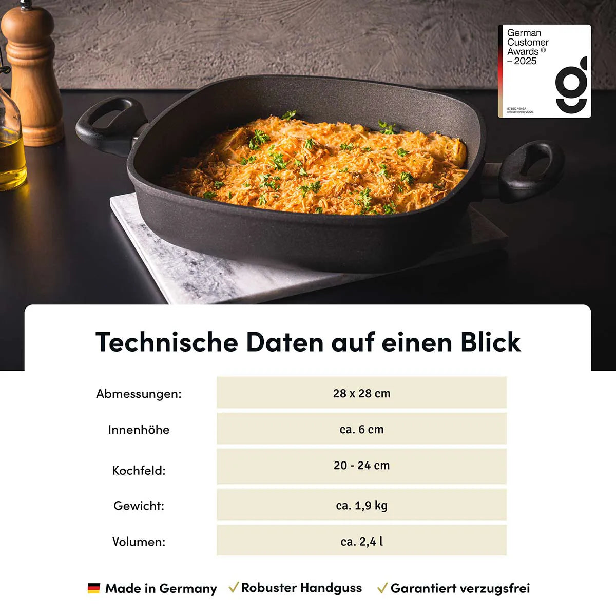 Schmorpfanne & Bräter eckig | STONIQ | PFAS-Frei